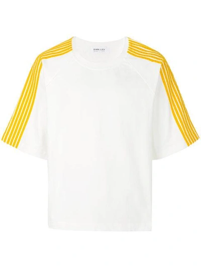 Dima Leu Yellow Striped Sleeve T-shirt In White