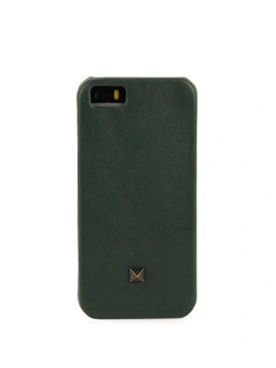 Valentino Garavani Leather Iphone Case- 5/5s In Dark Green