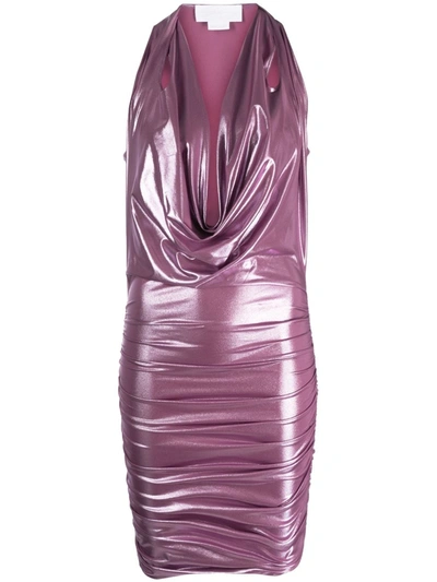 Genny Short Laminated Dress In Lilac