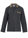 Cobra Sc Contrast Leopard-jacquard Panelled Silk Shirt In Black And Tonal-brown