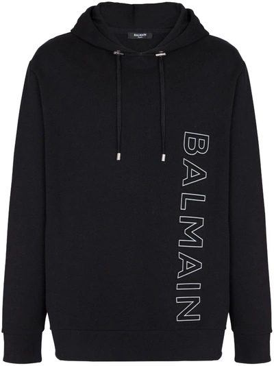 Balmain Hoodie Mit Logo-print In Blue