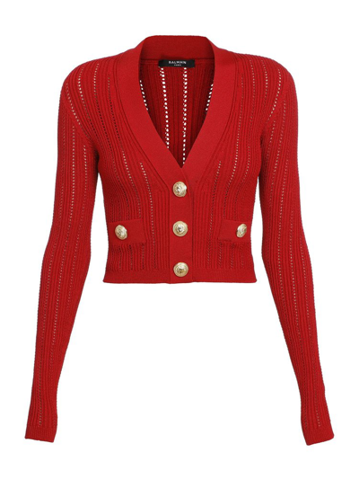 Balmain Cropped-cardigan Mit V-ausschnitt In Multicolor