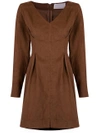 Lilly Sarti Pleat Details Dress - Brown