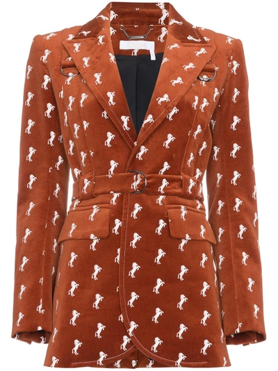 Chloé Velvet Jacket With Horse Embroidery - Brown