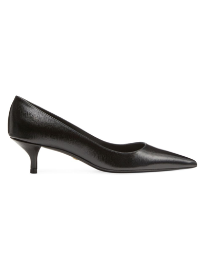 Stuart Weitzman Women's Stuart 50mm Patent Leather Kitten-heel Pumps In Black