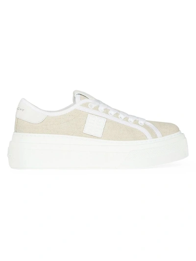 Givenchy Women's City Platform Sneakers In Canvas In Natural Beige