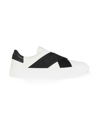 Givenchy City Sport Sneakers In Leather With Double Stripe In Blanc_noir