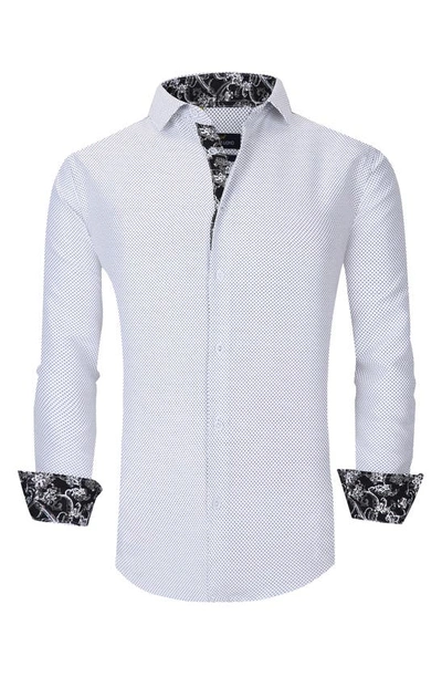 Azaro Uomo Slim Fit Dot Print Performance Dress Shirt In White