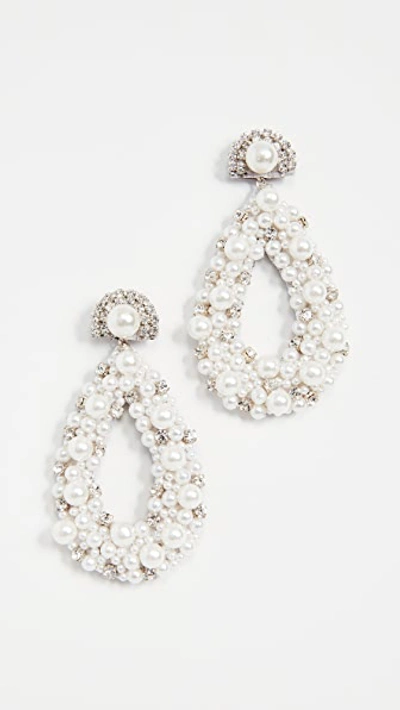 Deepa Gurnani Arabella Crystal Beaded Drop Earrings In Ivory