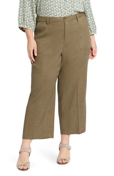 Nydj Utility Wide Leg Capri Linen Blend Pants In Avocado