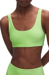 Good American Sparkle Metallic Bikini Top In Green