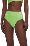 Good American Sparkle Metallic High Waist Bikini Bottoms In Electric Lime002