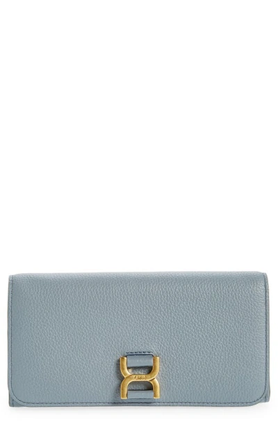 Chloé Marcie Leather Long Wallet In Storm Blue