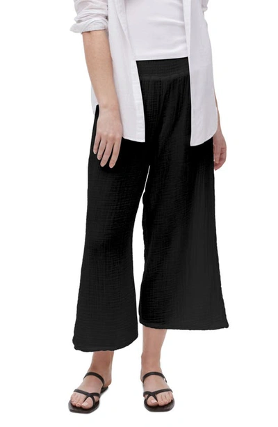 Michael Stars Medina Smocked Waist Wide Leg Pants In Black