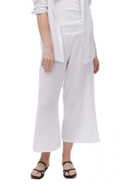 Michael Stars Medina Smocked Waist Wide Leg Pants In White