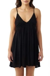 O'neill Saltwater Solids Avery Crinkle Cotton Cover-up Dress In Black