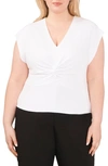 Halogen Twist Front Knit Top In Bright White