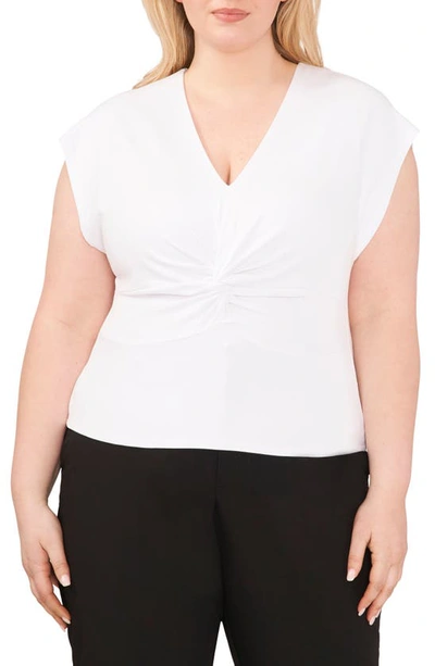 Halogen Twist Front Knit Top In Bright White