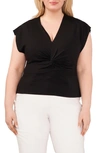 Halogen Twist Front Knit Top In Rich Black