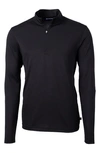 Cutter & Buck Virtue Eco Recycled Fiber Piqué Quarter Zip Pullover In Black