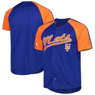 Stitches Royal New York Mets Button-down Raglan Fashion Jersey