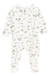 Nordstrom Babies' Print Zip Footie In White Snow Park Friends