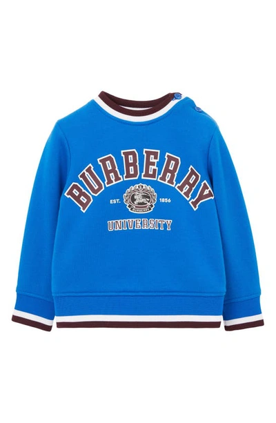 Burberry Babies' College Brand-text Regular-fit Cotton-jersey Sweatshirt 4-14 Years In Canvas Blue