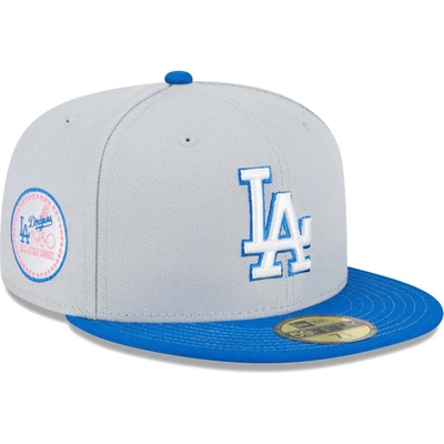 New Era Men's  Gray, Blue Los Angeles Dodgers Dolphin 59fifty Fitted Hat In Gray,blue