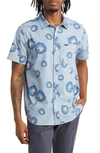 Brixton Charter Regular Fit Tropical Short Sleeve Button-up Shirt In Blue