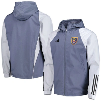 Adidas Originals Adidas Charcoal Real Salt Lake All-weather Raglan Hoodie Full-zip Jacket