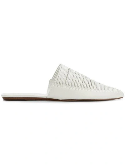 Tory Burch Sienna Point-toe Leather Mule Flats In Bianco