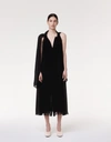 Another Tomorrow Silk Chiffon Scarf Dress In Black