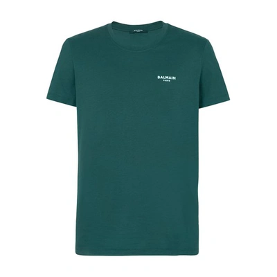 Balmain Flocked  T-shirt In Green