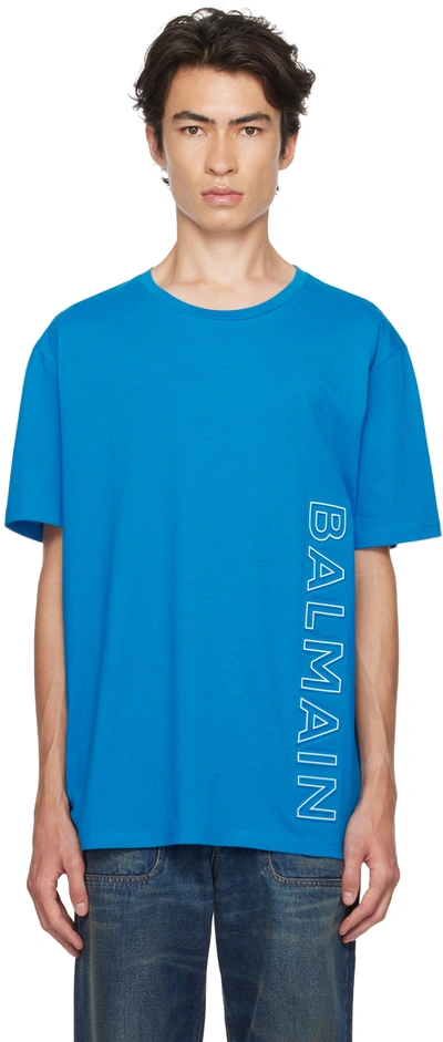 Balmain Embossed T-shirt In Blue