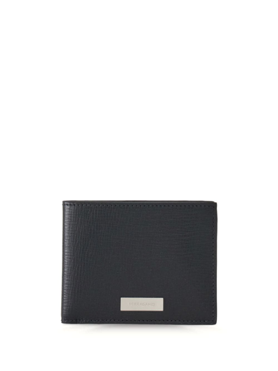 Ferragamo Wallet With Custom Metal Plate In Black