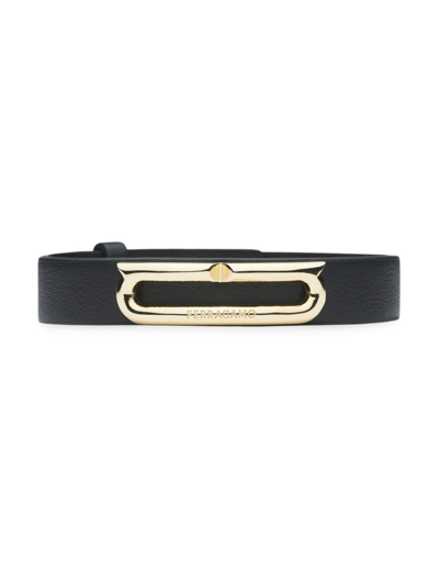 Ferragamo Bracelet With Gancini Accent In Black