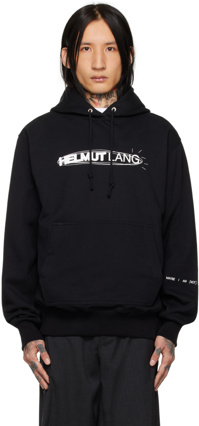 Helmut Lang Black Printed Hoodie In Negro