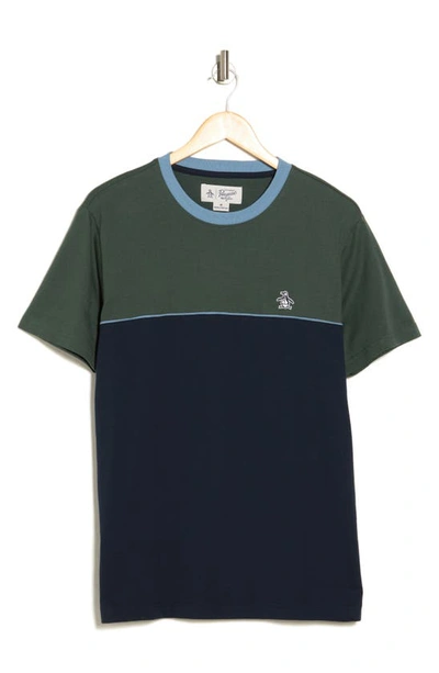 Original Penguin Colorblock Crew T-shirt In Deep Forest