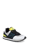New Balance 574 Rugged Sneaker In Black / White/ Lime