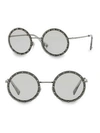 Valentino Women's 52mm Crystal-trim Round Sunglasses In Gunmetal