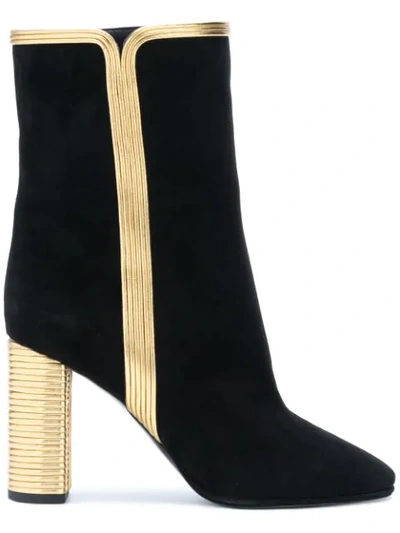 Saint Laurent Loulou 95 Suede Ankle Boots In Black