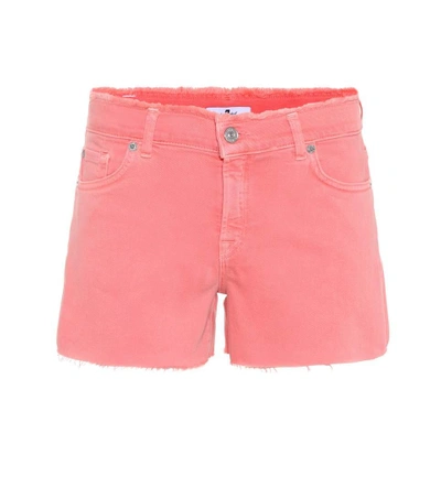 7 For All Mankind Mid-rise Denim Shorts In Pink