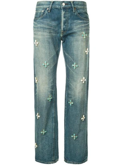 Tu Es Mon Tresor Jeans Mit Kristallbesatz In Blue