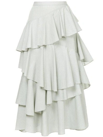 Alexa Chung Asymmetric Tiered Midi Skirt In Grey