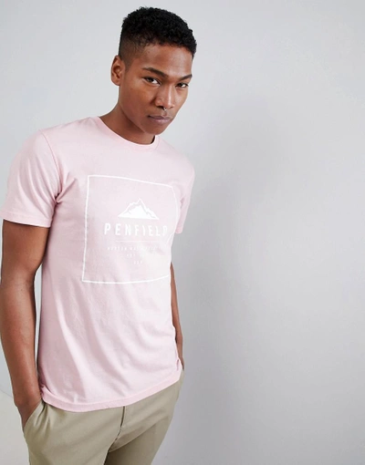 Penfield Alcala Box Logo T-shirt In Pink - Pink