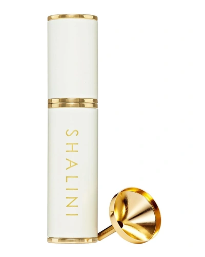 Shalini White Lacquer And Gold Plated Travel Spray, 0.4 Oz./ 12.5 ml