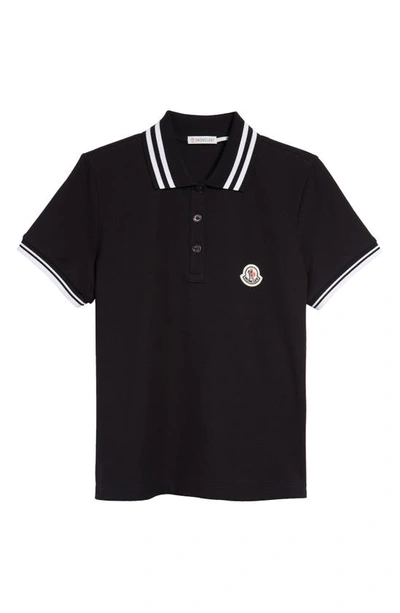 Moncler Tipped Piqué Polo In Black