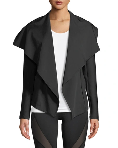 Michi Chicane Open-front Jacket With Ribbed Sleeves In Black