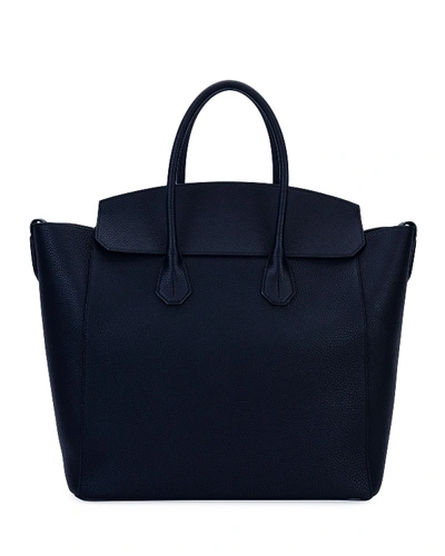 Bally Sommet Men's Grained Leather Tote Bag In Blue