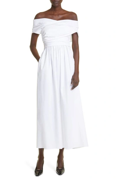 Altuzarra Corfu Off-shoulder Dress In Optic White